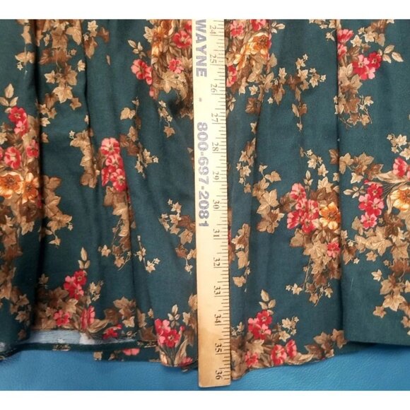 Laura Ashley Vtg Green Floral Pull On Midi Skirt w Pockets Sz M Floral Boho - Picture 5 of 6
